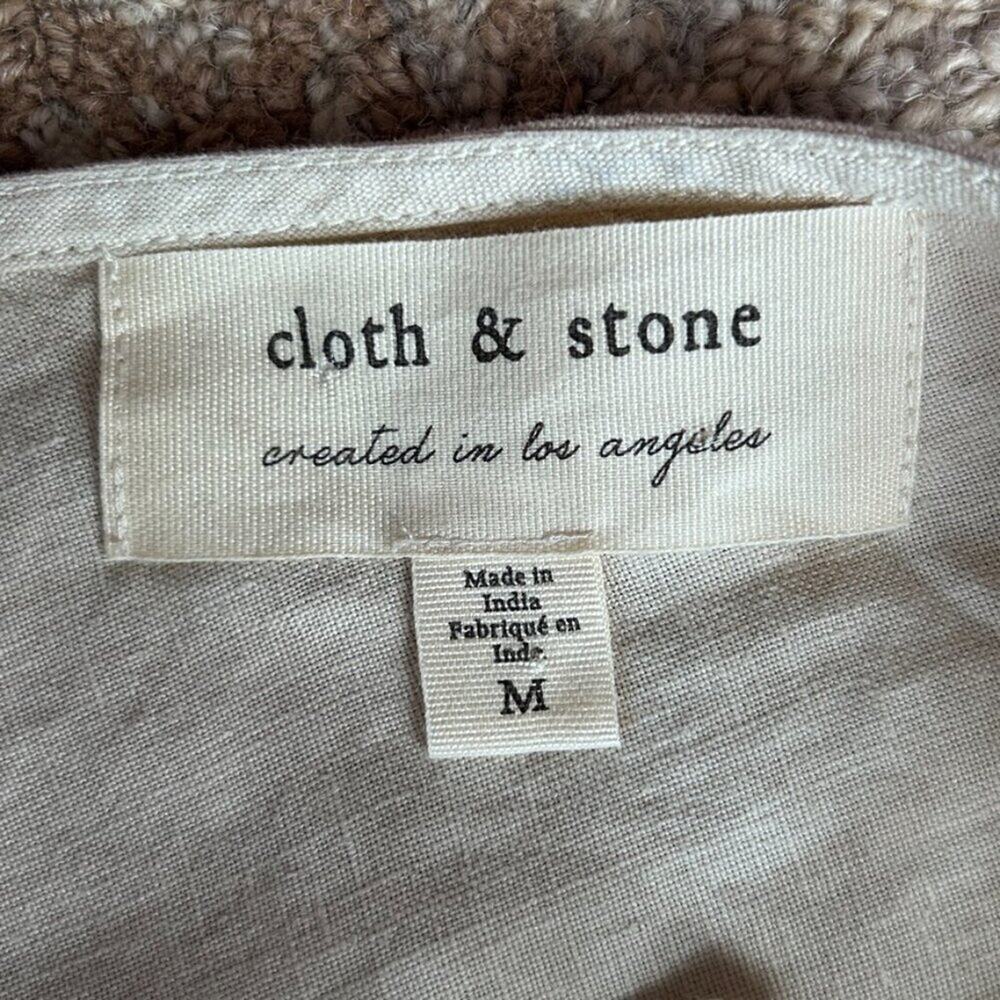 Linen Wide Leg Jumpsuit Coastal Minimal Euro Summer Neutral Pockets Women M - Picture 4 of 15